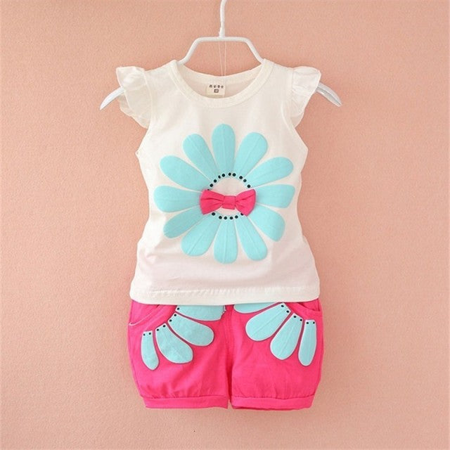 New Baby Girls Clothing Outfits Brand Summer Newborn Infant Sleeveless T-shirt Shorts 2pc/Sets Clothes Casual Sports Tracksuits