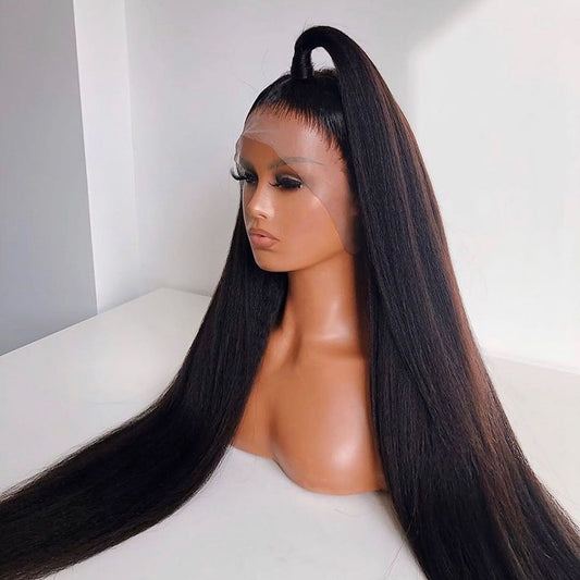 30 36 Inch 13x4 Lace Frontal Human Hair Wigs Brazilian Straight Glueless PrePlucked Virgin Human Hair 180% Density For Women