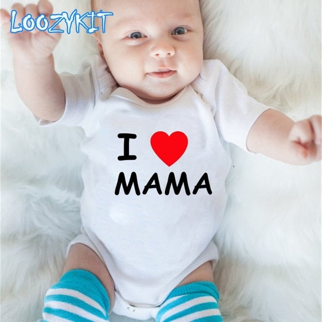 Summer Newborn Infant Baby Clothes Mom Plus Dad Equal Me Funny Cute Toddler Jumpsuits Bodysuits Outfits