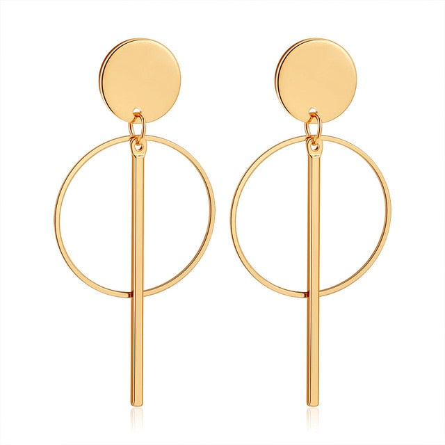 Golden Big hoop Earrings Korean Geometry Metal Gold Earrings For women Female Retro Drop Earrings 2021 Trend Fashionneel Jewelry
