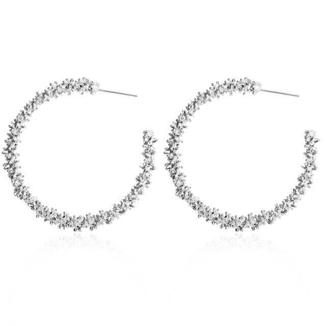 Golden Big hoop Earrings Korean Geometry Metal Gold Earrings For women Female Retro Drop Earrings 2021 Trend Fashionneel Jewelry