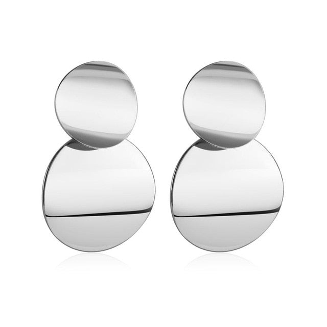 Golden Big hoop Earrings Korean Geometry Metal Gold Earrings For women Female Retro Drop Earrings 2021 Trend Fashionneel Jewelry
