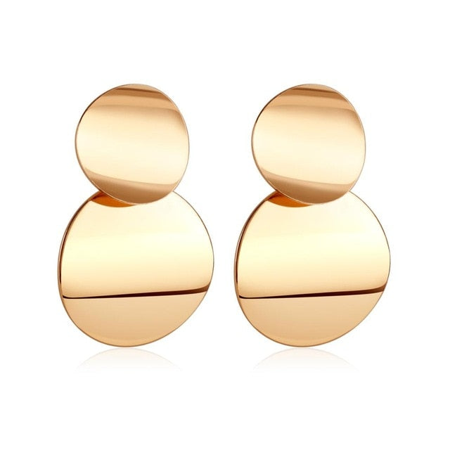 Golden Big hoop Earrings Korean Geometry Metal Gold Earrings For women Female Retro Drop Earrings 2021 Trend Fashionneel Jewelry