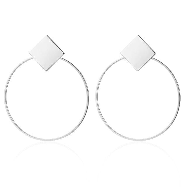 Golden Big hoop Earrings Korean Geometry Metal Gold Earrings For women Female Retro Drop Earrings 2021 Trend Fashionneel Jewelry