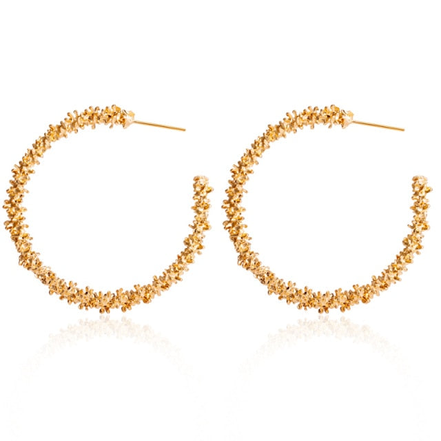 Golden Big hoop Earrings Korean Geometry Metal Gold Earrings For women Female Retro Drop Earrings 2021 Trend Fashionneel Jewelry