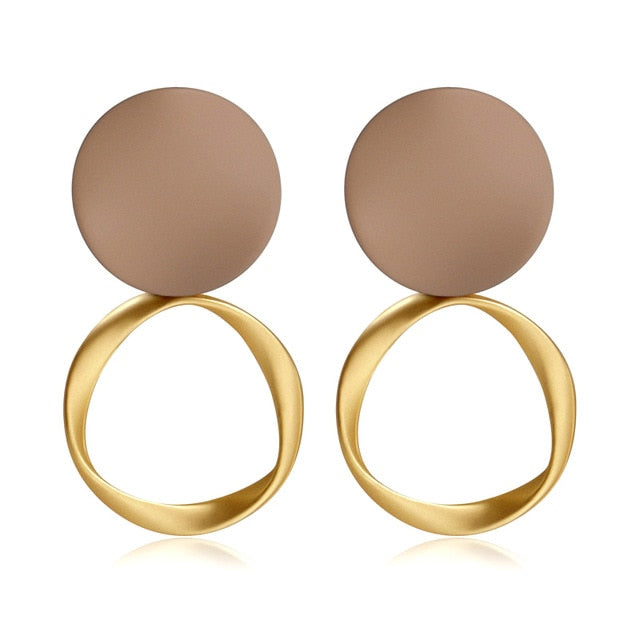 Golden Big hoop Earrings Korean Geometry Metal Gold Earrings For women Female Retro Drop Earrings 2021 Trend Fashionneel Jewelry