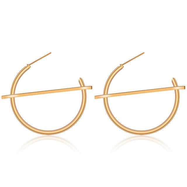 Golden Big hoop Earrings Korean Geometry Metal Gold Earrings For women Female Retro Drop Earrings 2021 Trend Fashionneel Jewelry
