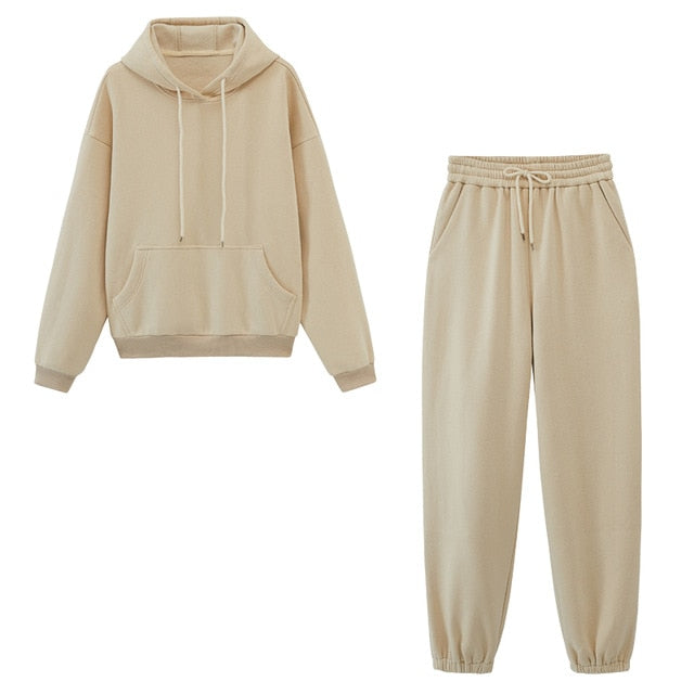 Toppies Women's Tracksuits Sports Pants Suit Casual Hoodies Fleece Sweatshirt Female Jacket Sweatpants Harajuku Clothes