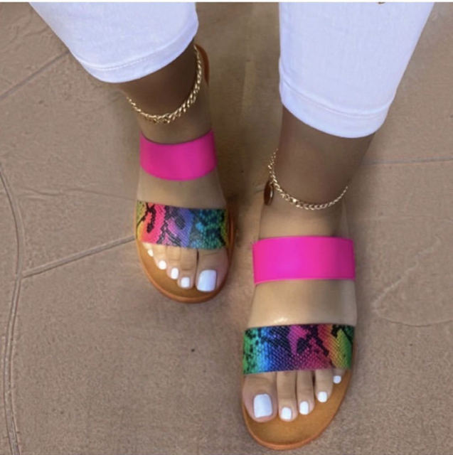 Fashion Summer Snakeskin Slides and Purses Set Candy Beach Slippers Women Non-slip Ladies Shoes Sandals 2 Two Strap Flip Flops