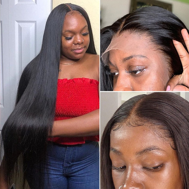 Human Hair Wigs Blonde Lace Front Wig for Women 613 30 Inch Frontal Pre Plucked Glueless Transparent Honey Blonde Straight Wig