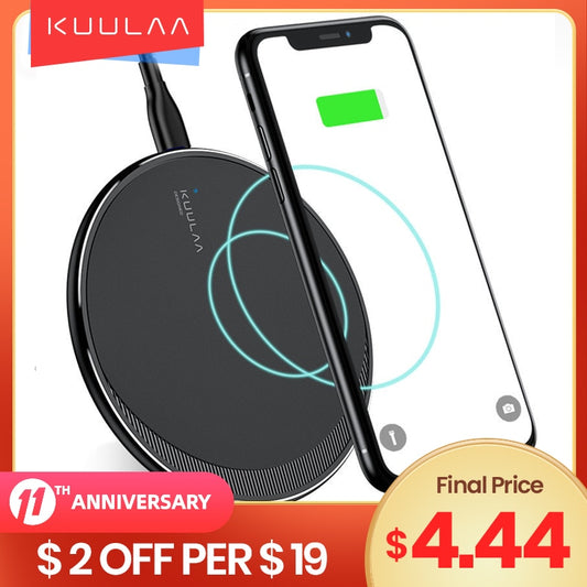 KUULAA Qi Wireless Charger For iPhone 11 Pro 8 X XR XS Max 10W Fast Wireless Charging for Samsung S10 S9 S8 USB Charger Pad
