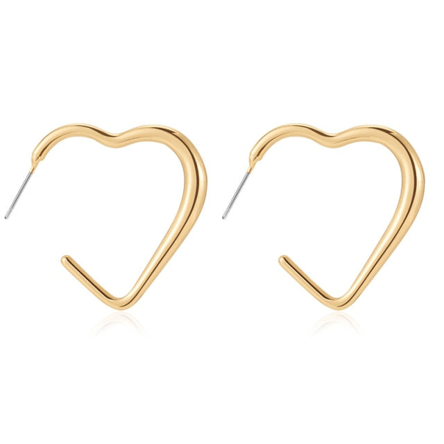 Golden Big hoop Earrings Korean Geometry Metal Gold Earrings For women Female Retro Drop Earrings 2021 Trend Fashionneel Jewelry