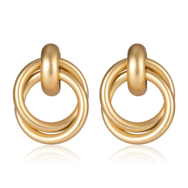 Golden Big hoop Earrings Korean Geometry Metal Gold Earrings For women Female Retro Drop Earrings 2021 Trend Fashionneel Jewelry