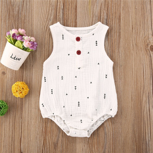 Baby Girls Romper Summer Infant Unisex Newborn Sleeveless Girls Print One-pieces Jumpsuit Baby Cotton Linen Soft Clothes Outfits