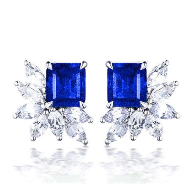 BLACK ANGEL 2020 New Fashion Created Green Moissanit Blue Gemstone Earrings For Women Wedding Ear Jewelry Chirstmas Gift