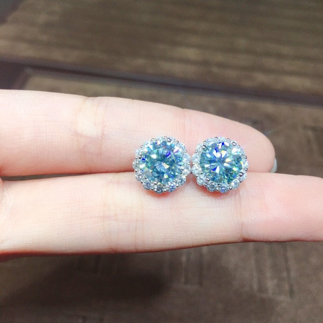 BLACK ANGEL 2020 New Fashion Created Green Moissanit Blue Gemstone Earrings For Women Wedding Ear Jewelry Chirstmas Gift