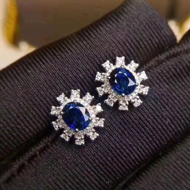 BLACK ANGEL 2020 New Fashion Created Green Moissanit Blue Gemstone Earrings For Women Wedding Ear Jewelry Chirstmas Gift