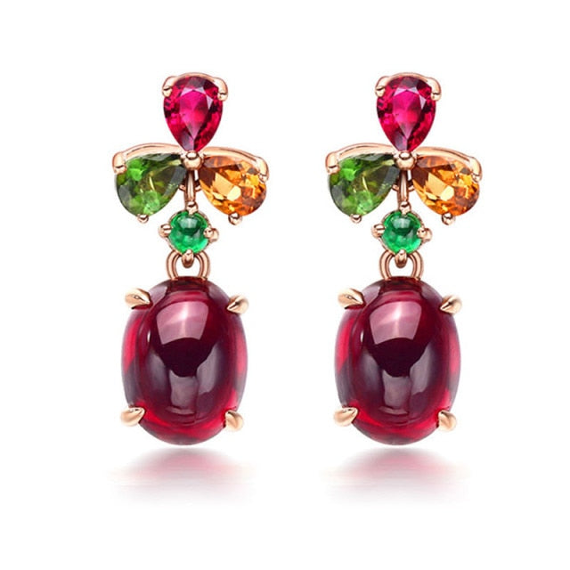 BLACK ANGEL 2020 New Fashion Created Green Moissanit Blue Gemstone Earrings For Women Wedding Ear Jewelry Chirstmas Gift