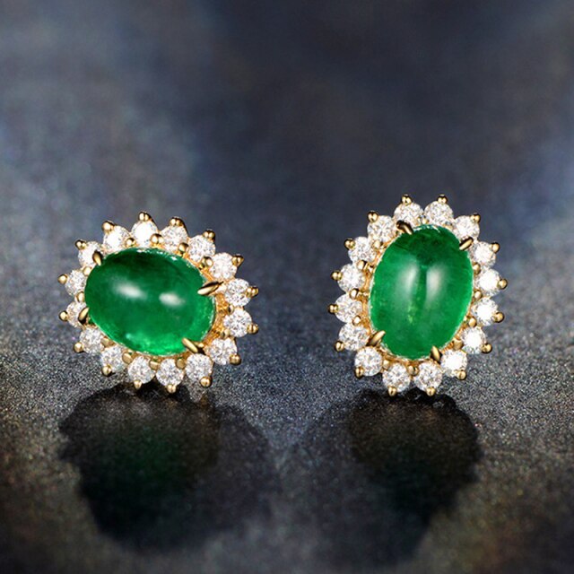 BLACK ANGEL 2020 New Fashion Created Green Moissanit Blue Gemstone Earrings For Women Wedding Ear Jewelry Chirstmas Gift
