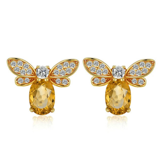BLACK ANGEL 2020 New Fashion Created Green Moissanit Blue Gemstone Earrings For Women Wedding Ear Jewelry Chirstmas Gift