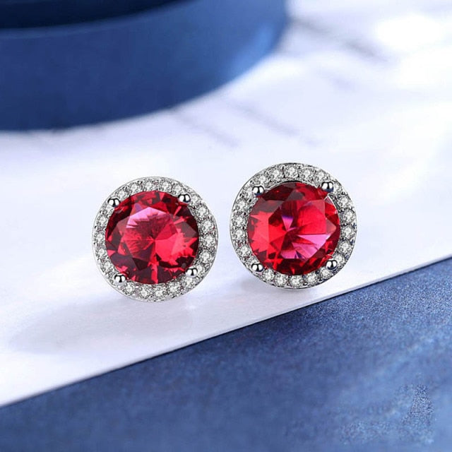 BLACK ANGEL 2020 New Fashion Created Green Moissanit Blue Gemstone Earrings For Women Wedding Ear Jewelry Chirstmas Gift