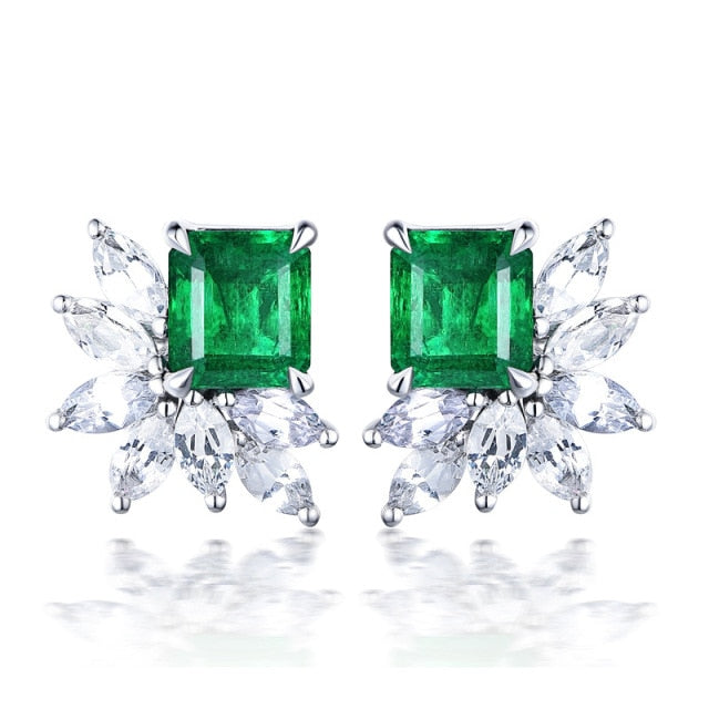 BLACK ANGEL 2020 New Fashion Created Green Moissanit Blue Gemstone Earrings For Women Wedding Ear Jewelry Chirstmas Gift