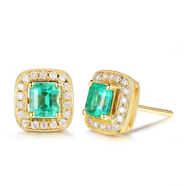 BLACK ANGEL 2020 New Fashion Created Green Moissanit Blue Gemstone Earrings For Women Wedding Ear Jewelry Chirstmas Gift