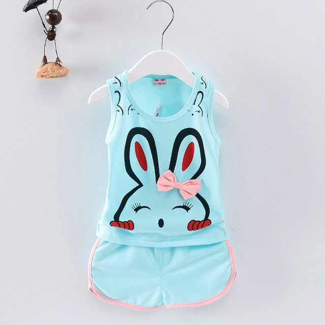 New Baby Girls Clothing Outfits Brand Summer Newborn Infant Sleeveless T-shirt Shorts 2pc/Sets Clothes Casual Sports Tracksuits