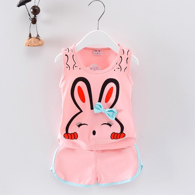 New Baby Girls Clothing Outfits Brand Summer Newborn Infant Sleeveless T-shirt Shorts 2pc/Sets Clothes Casual Sports Tracksuits