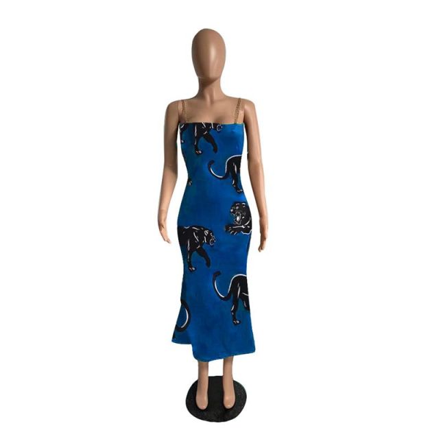 ZOOEFFBB Aesthetic Graphics Printed Sling Maxi Dress Sexy Elegant Club Outfits for 2021 Fashion Women Summer Lounge Wear Clothes