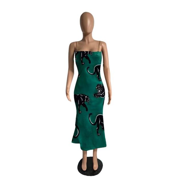 ZOOEFFBB Aesthetic Graphics Printed Sling Maxi Dress Sexy Elegant Club Outfits for 2021 Fashion Women Summer Lounge Wear Clothes
