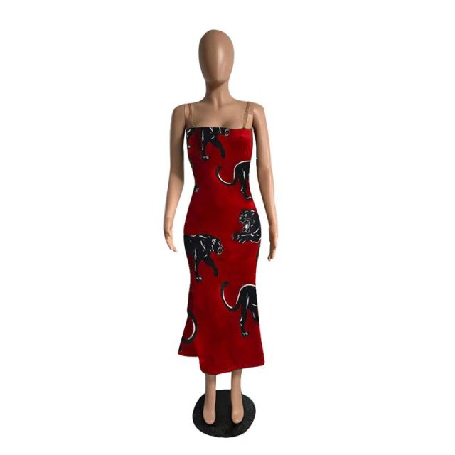 ZOOEFFBB Aesthetic Graphics Printed Sling Maxi Dress Sexy Elegant Club Outfits for 2021 Fashion Women Summer Lounge Wear Clothes