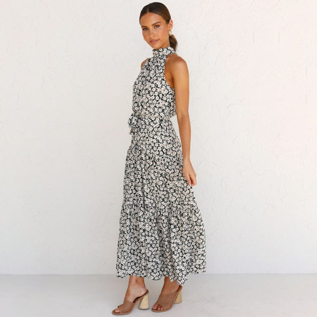 Summer Long Dress Polka Dot Casual Dresses Black Sexy Halter Strapless New 2021 Yellow Sundress Vacation Clothes For Women