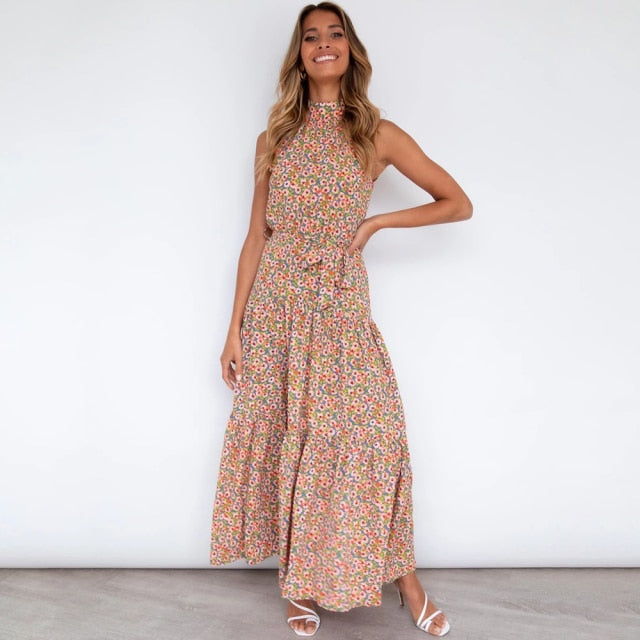 Summer Long Dress Polka Dot Casual Dresses Black Sexy Halter Strapless New 2021 Yellow Sundress Vacation Clothes For Women
