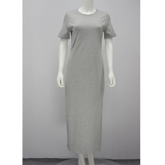 Maxi T Shirt Dress Women Summer Beach Sexy Party Bodycon Elegant Casual Cotton Black Side Slit Long Dresses Sundress Plus Size