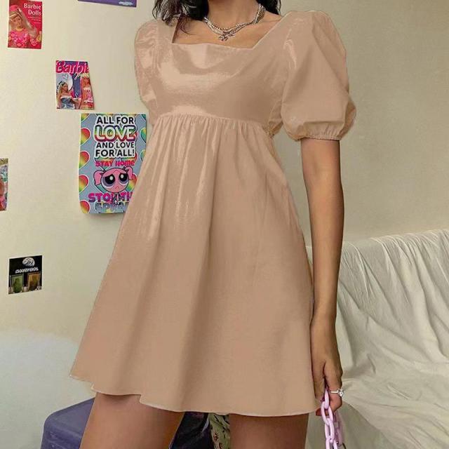 NEDEINS Women Summer Dress Summer Fashion White Elegant Puff Sleeve Backless Party Beach Dress Vacation Casual Mini Dress