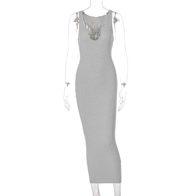 Dulzura Ribbed Knitted Stripe Women Sleeveless Midi Dress V Neck Bodycon Sexy Streetwear Party Club Elegant 2021 Spring Summer