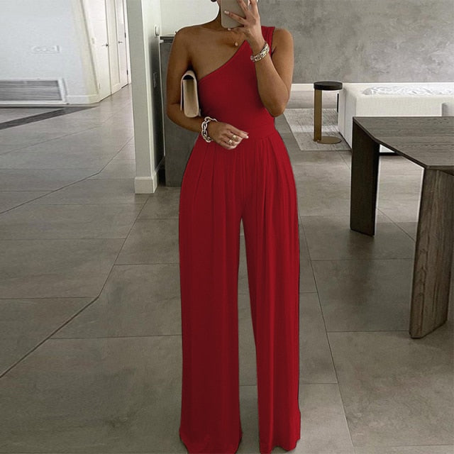 Elegant Office Lady Wide Leg Jumpsuit Sexy Off Shoulder Women Rompers Bodysuit Summer Fashion Striped Printed Overalls Playsuits
