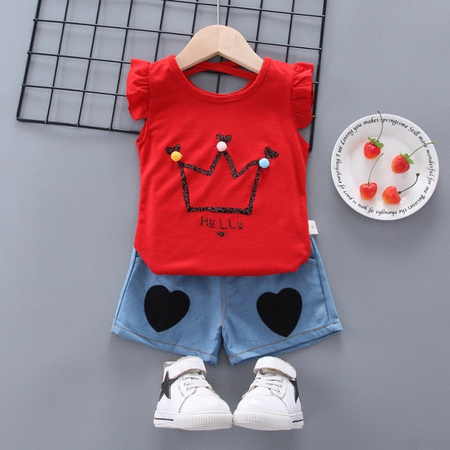 New Baby Girls Clothing Outfits Brand Summer Newborn Infant Sleeveless T-shirt Shorts 2pc/Sets Clothes Casual Sports Tracksuits