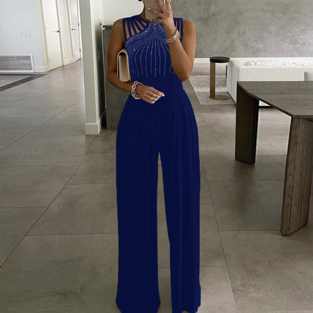 Elegant Office Lady Wide Leg Jumpsuit Sexy Off Shoulder Women Rompers Bodysuit Summer Fashion Striped Printed Overalls Playsuits
