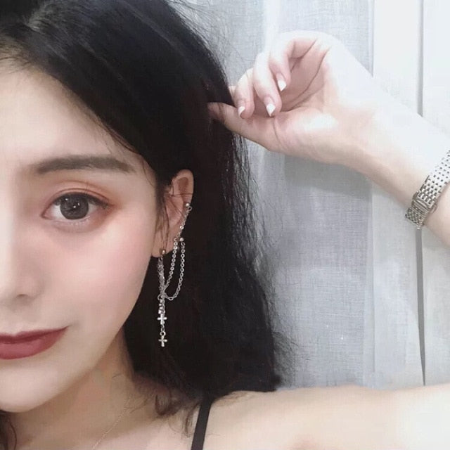 Fashion Earring For Women Cross Drop Earrings Puck Rock Vintage Crystal Ear Cuff Girls Jewerly Cool Butterfly Bohemia 2021Trend