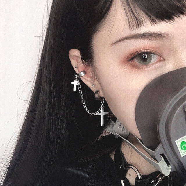 Fashion Earring For Women Cross Drop Earrings Puck Rock Vintage Crystal Ear Cuff Girls Jewerly Cool Butterfly Bohemia 2021Trend