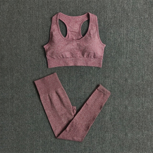 2/3/5PCS Seamless Women Yoga Set Workout Sportswear Gym Clothing Fitness Long Sleeve Crop Top High Waist Leggings Sports Suits