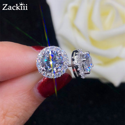 1 Carat Certified Moissanite Stud Earrings For Women Platinum Plating Sterling Silver Diamonds Ear Studs Wedding Fine Jewelry