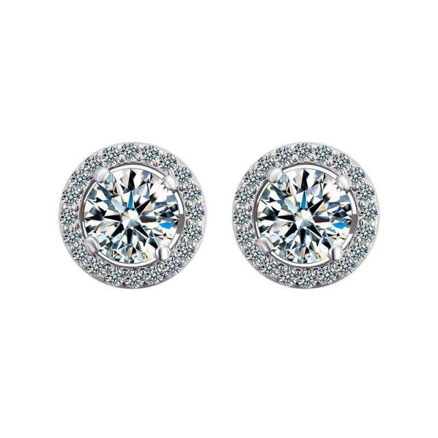 1 Carat Certified Moissanite Stud Earrings For Women Platinum Plating Sterling Silver Diamonds Ear Studs Wedding Fine Jewelry