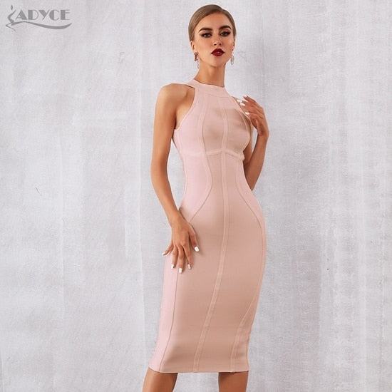 Adyce 2021 New Summer White Women Bodycon Bandage Dress Elegant Tank Sexy Sleeveless Club Celebrity Evening Runway Party Dresses