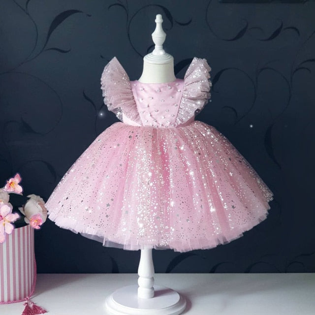 Baby Girl Dress Cute Bow Newborn Princess Dresses for Baby 1 Year Birthday Dress Toddler Infant Party Dress Christening Gown