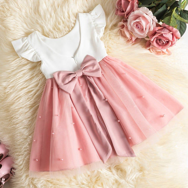 Baby Girl Dress Cute Bow Newborn Princess Dresses for Baby 1 Year Birthday Dress Toddler Infant Party Dress Christening Gown