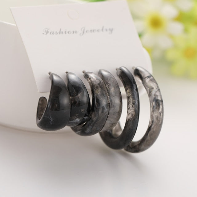 Trendy Exquisite Pearl Metal Earrings Set For Women Geometric Circle Dangle Drop Earrings Acrylic Set of Earrings Jewelry