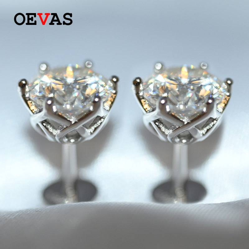 OEVAS Real 0.5-1 Carat D Color Moissanite Stud Earrings For Women Top Quality 100% 925 Sterling Silver Sparkling Wedding Jewelry